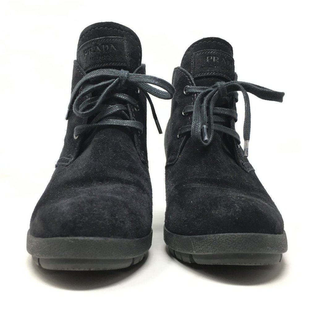 Prada Wedge Ankle Boots Booties Size 37.5/7.5 US - Picture 10 of 11